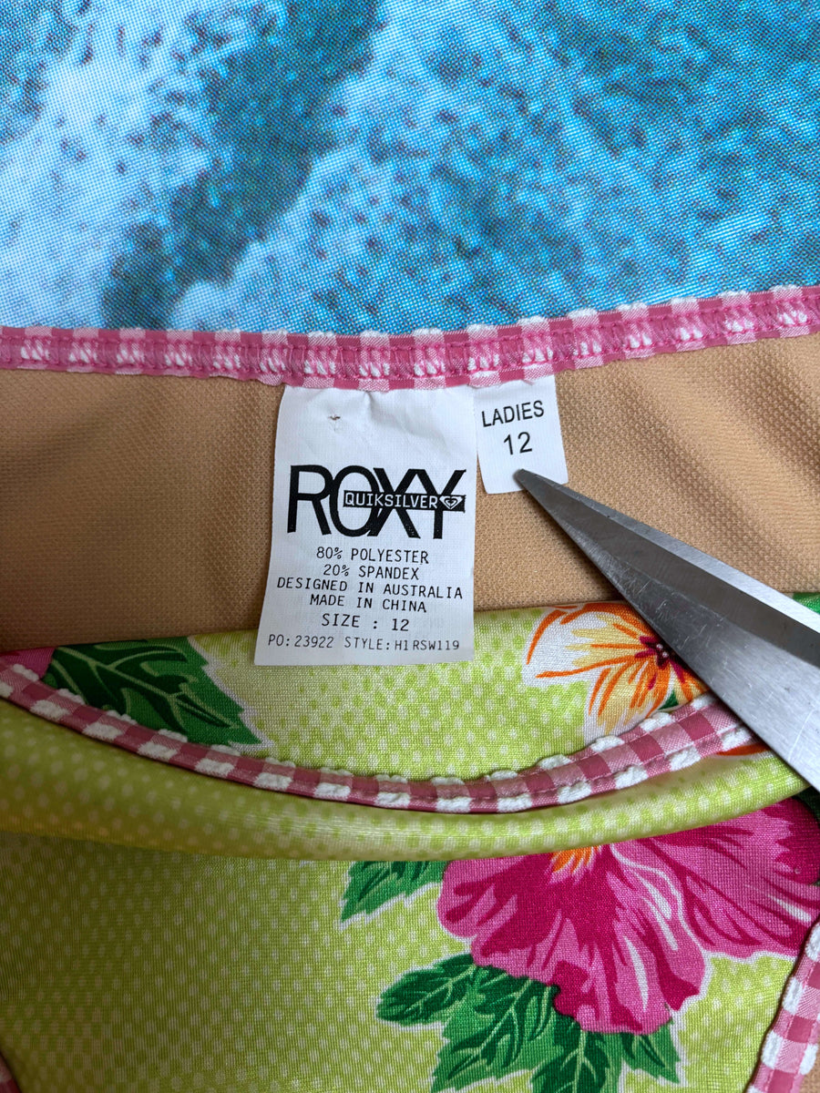ULTRA RARE VINTAGE ROXY HIBISCUS/GINGHAM BIKINI/SKIRT SET - 10