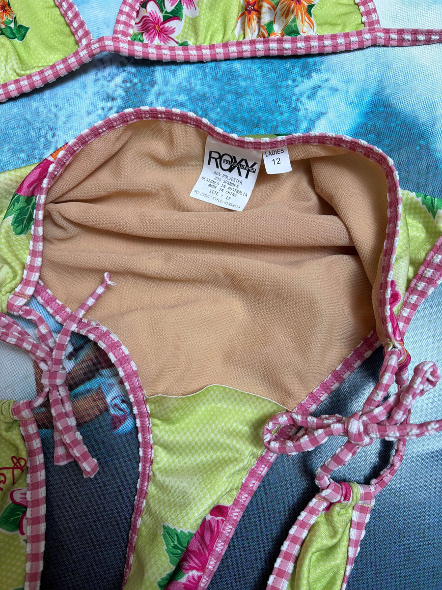 ULTRA RARE VINTAGE ROXY HIBISCUS/GINGHAM BIKINI/SKIRT SET - 10