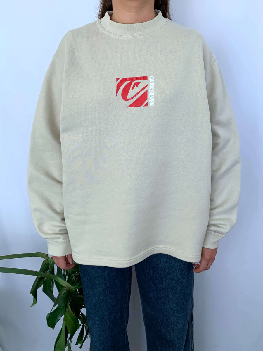 VINTAGE QUIKSILVER LOGO FRONT HIT CREWNECK - M