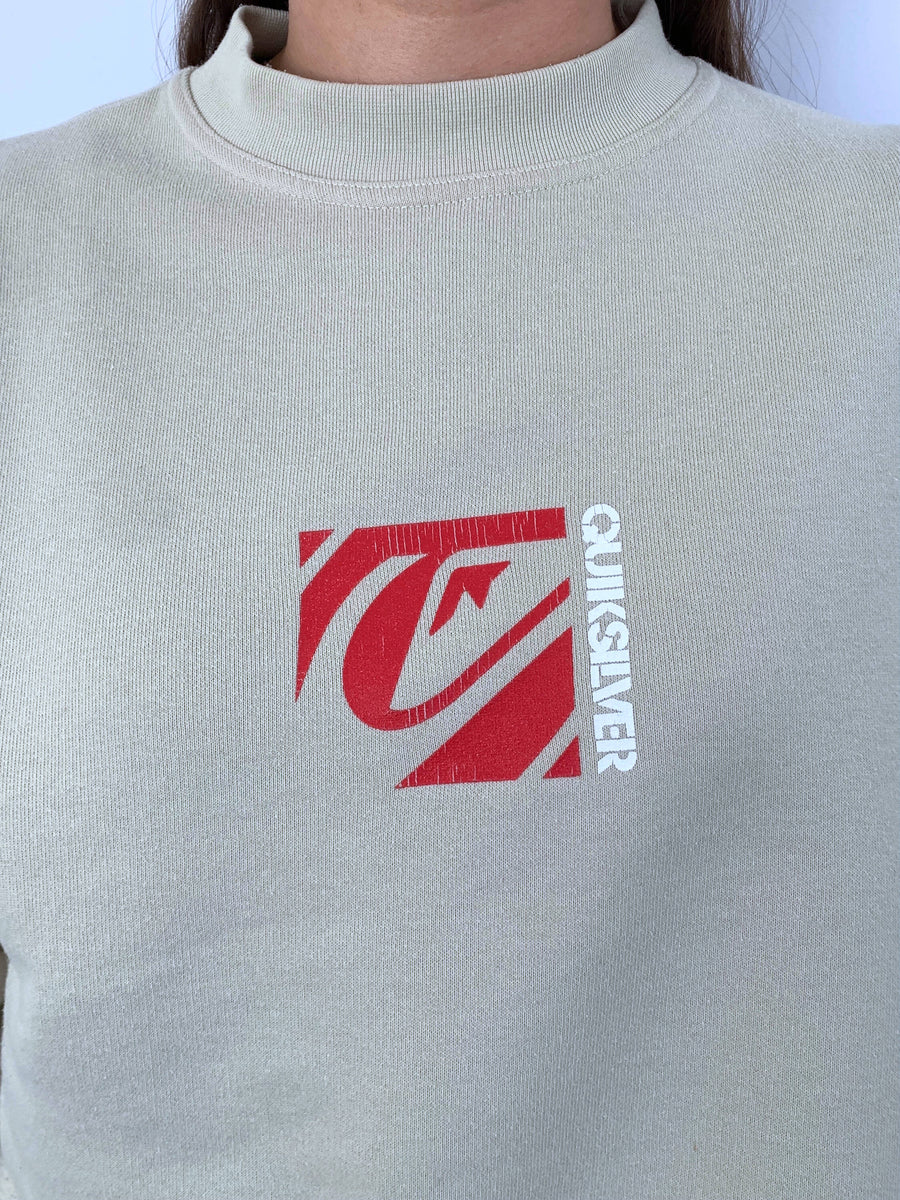 VINTAGE QUIKSILVER LOGO FRONT HIT CREWNECK - M