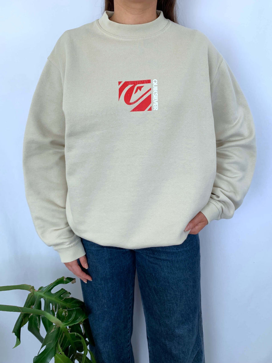 VINTAGE QUIKSILVER LOGO FRONT HIT CREWNECK - M