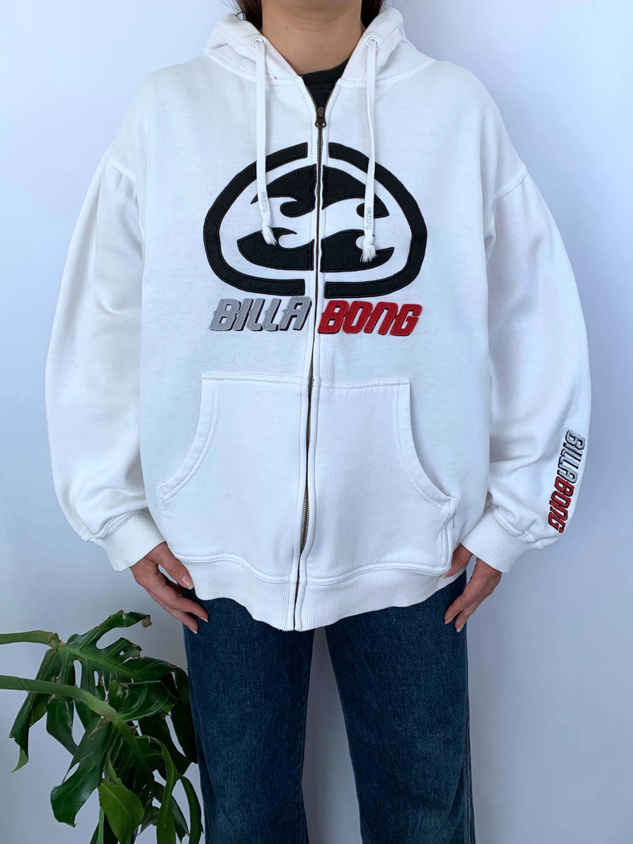 VINTAGE BILLABONG BIG LOGO ZIP UP HOODIE - S/M