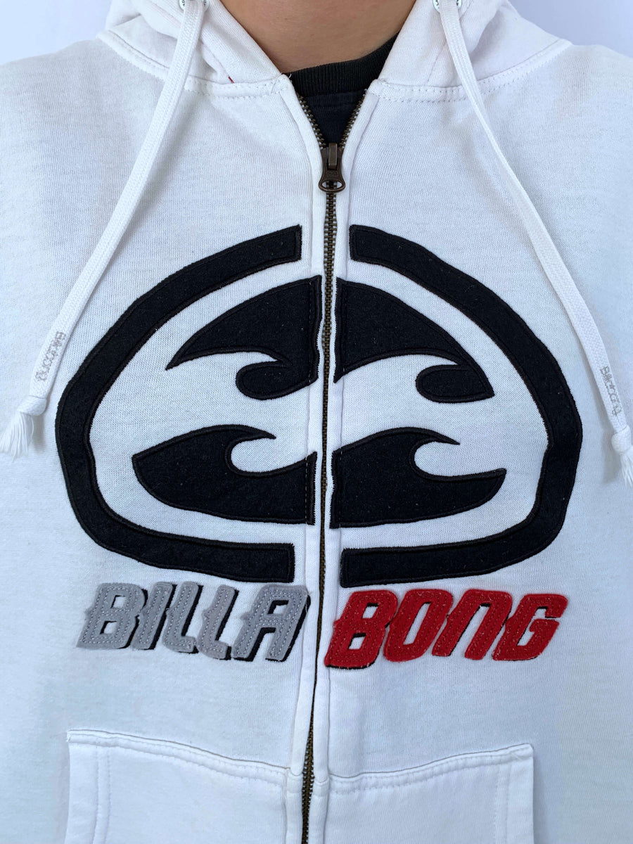 VINTAGE BILLABONG BIG LOGO ZIP UP HOODIE - S/M