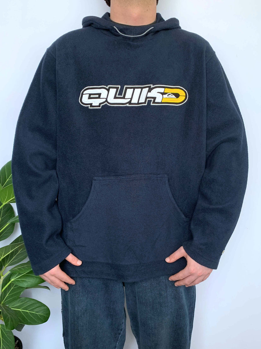 VINTAGE QUIKSILVER FLEECE SPELLOUT HOODIE - L/XL