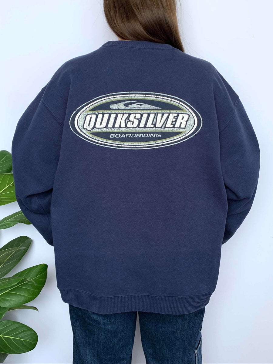 CLASSIC VINTAGE QUIKSILVER BOARDRIDING GRAPHIC CREWNECK - S