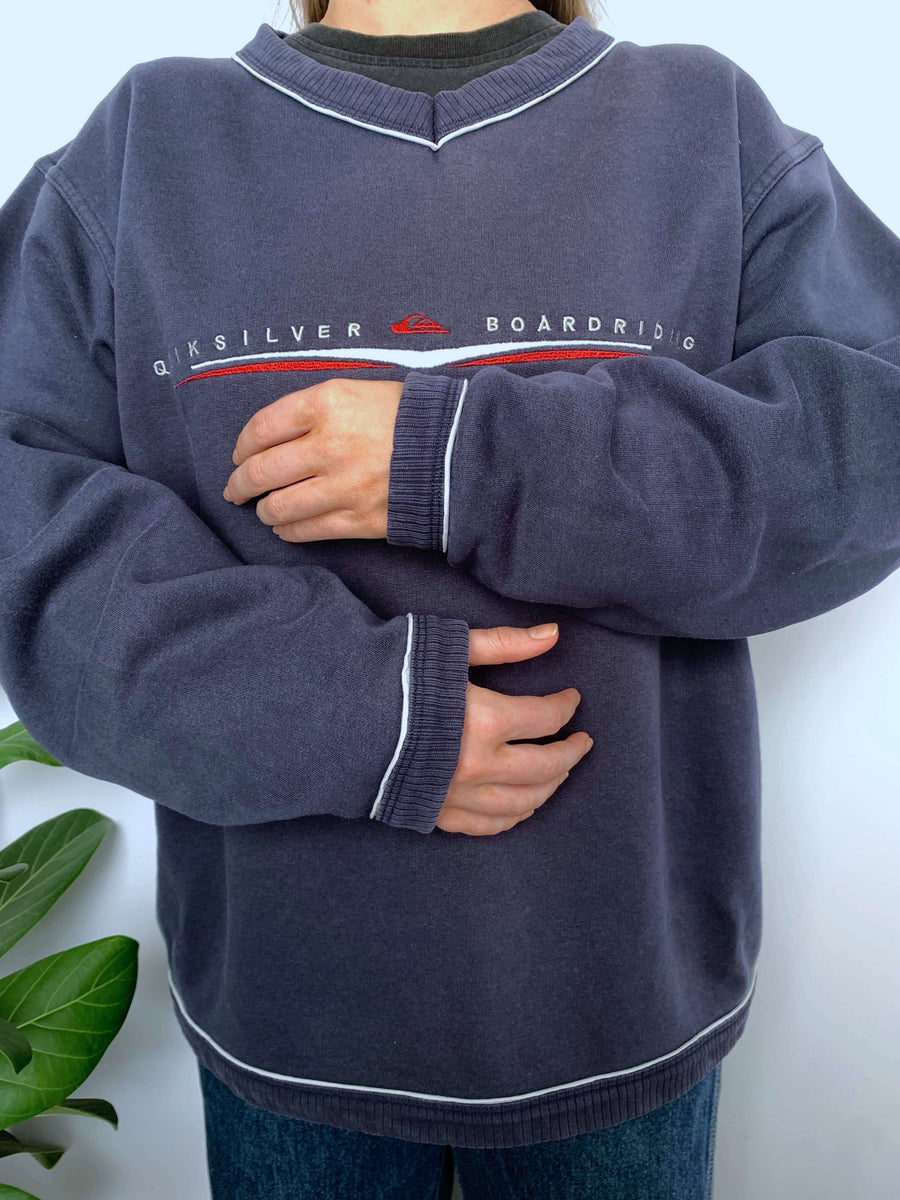 VINTAGE QUIKSILVER BOARDRIDING EMBROIDERED JUMPER - S