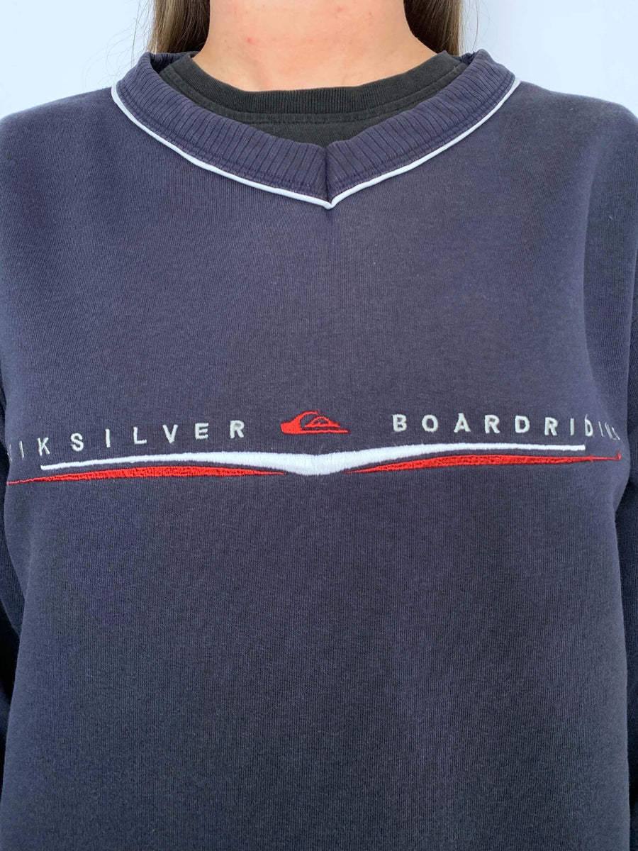 VINTAGE QUIKSILVER BOARDRIDING EMBROIDERED JUMPER - S