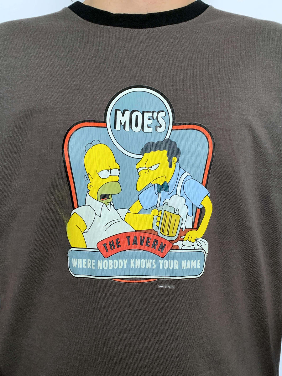 2002 THE SIMPSONS MOE'S TAVERN RINGER TEE - L