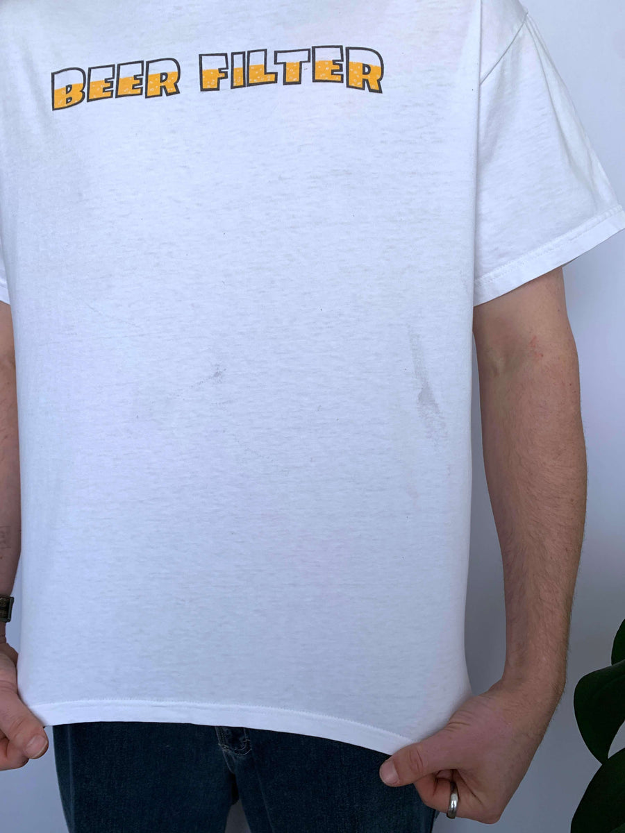 VINTAGE 'BEER FILTER' SPELLOUT TEE - M/L