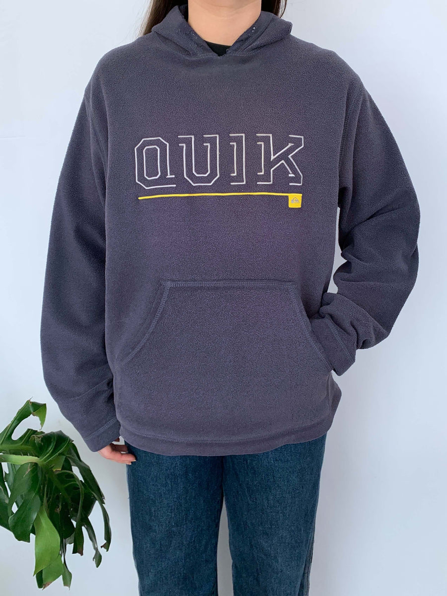 VINTAGE QUIKSILVER FLEECE 'QUIK' HOODIE - S/10