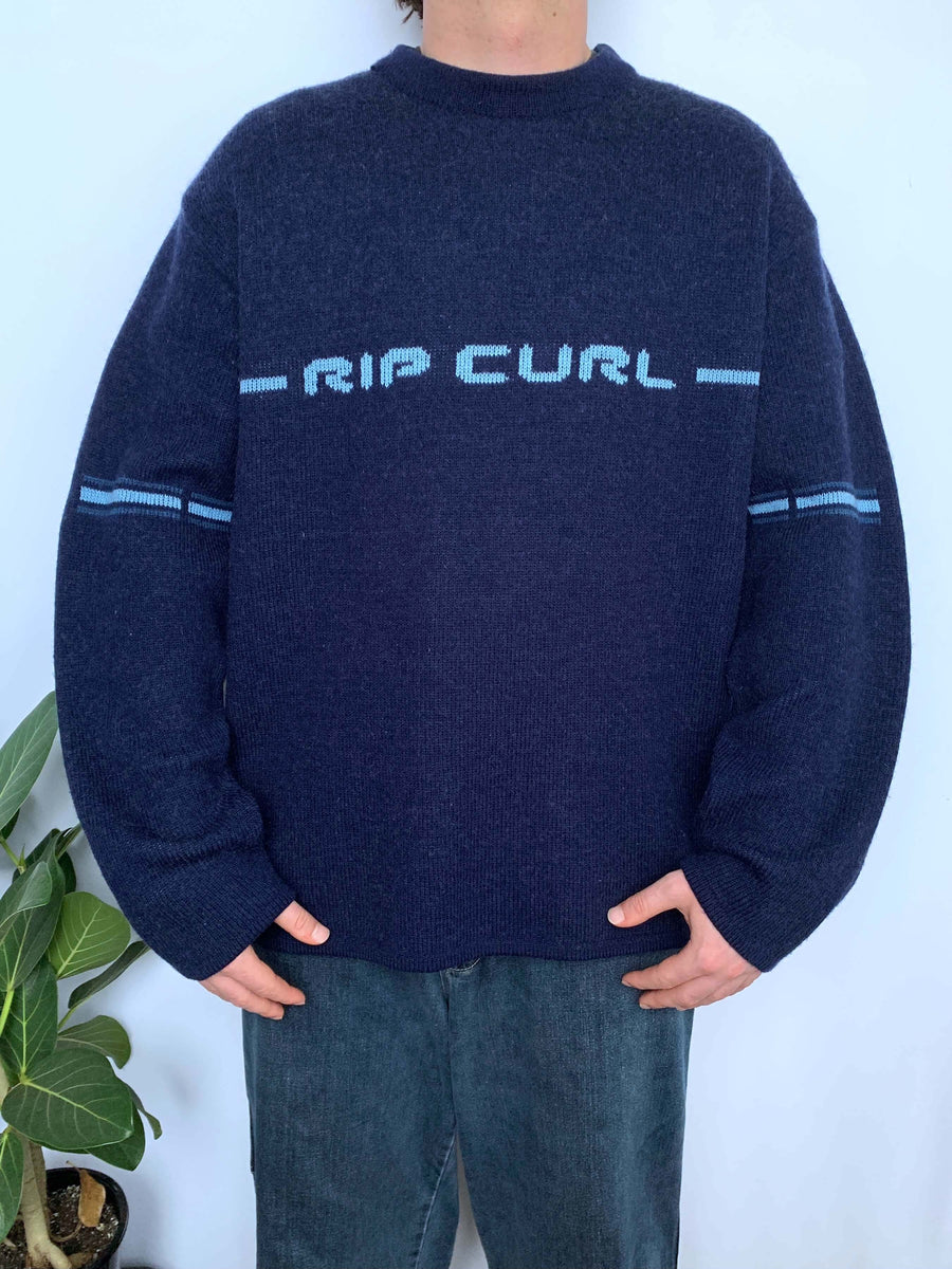 RARE VINTAGE RIP CURL LOGO KNIT - XL