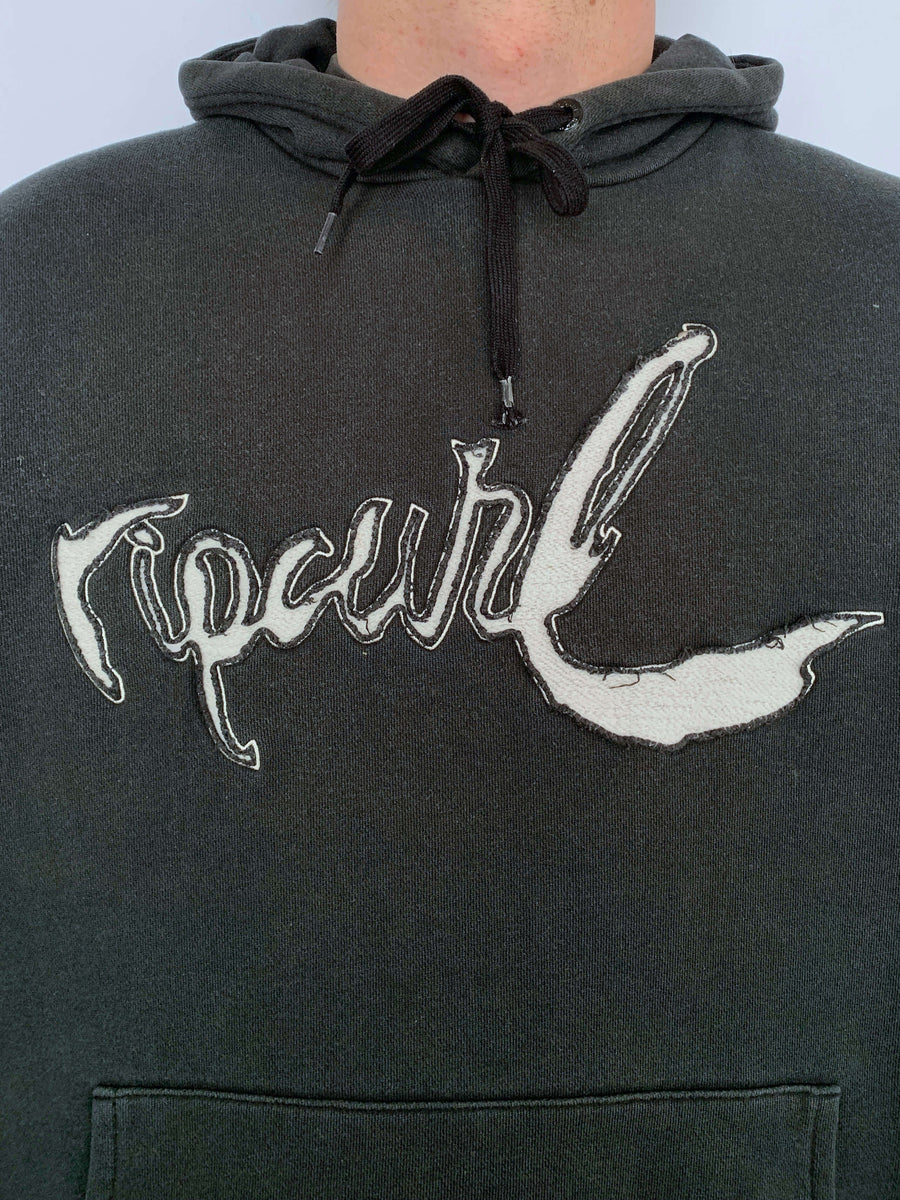 FADED VINTAGE RIP CURL CUT-OUT SPELLOUT HOODIE - M