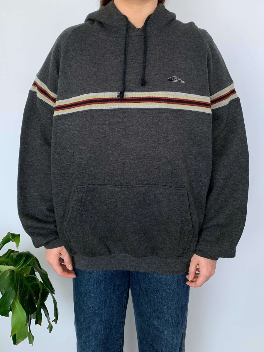 90S QUIKSILVER KNIT CHEST STRIPE HOODIE