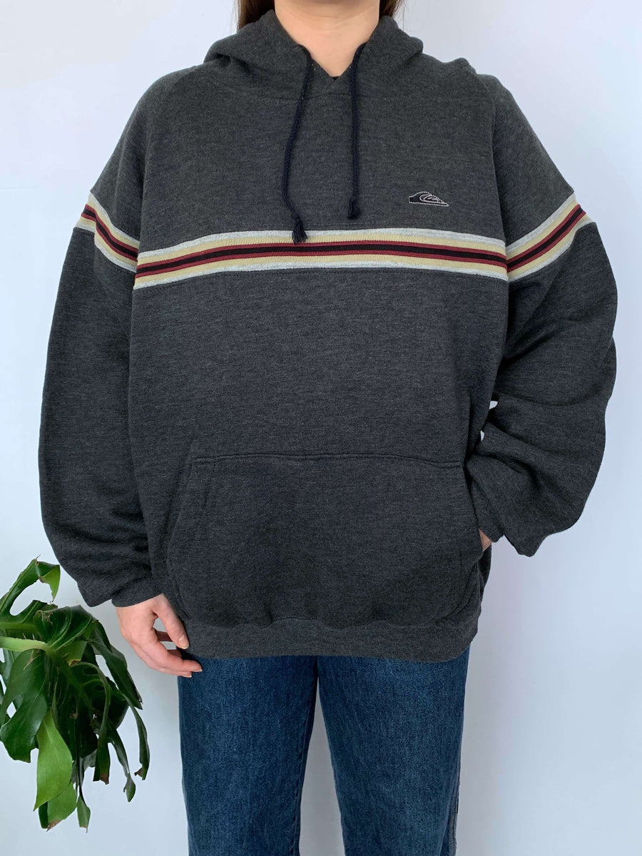 90S QUIKSILVER KNIT CHEST STRIPE HOODIE