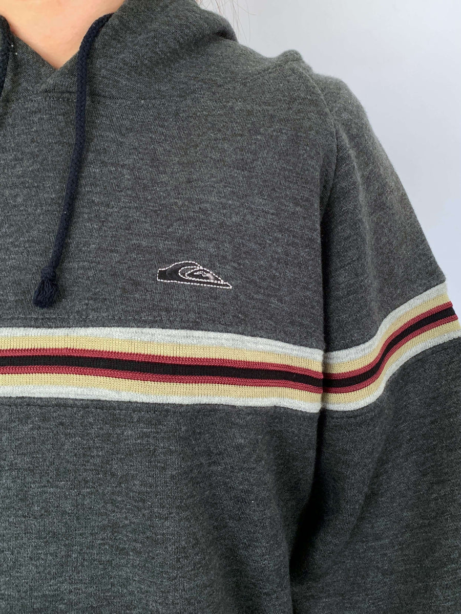 90S QUIKSILVER KNIT CHEST STRIPE HOODIE