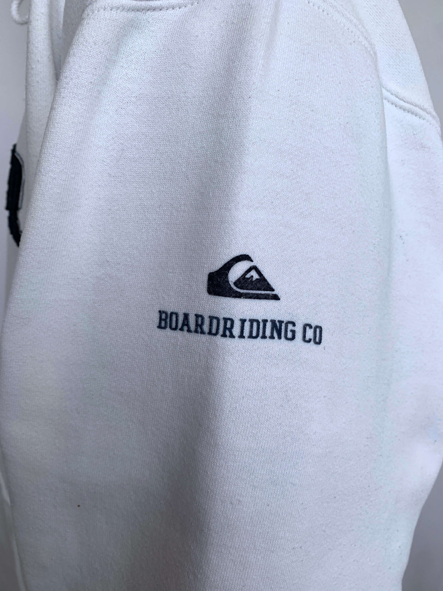 VINTAGE QUIKSILVER FELT SPELLOUT HOODIE - L