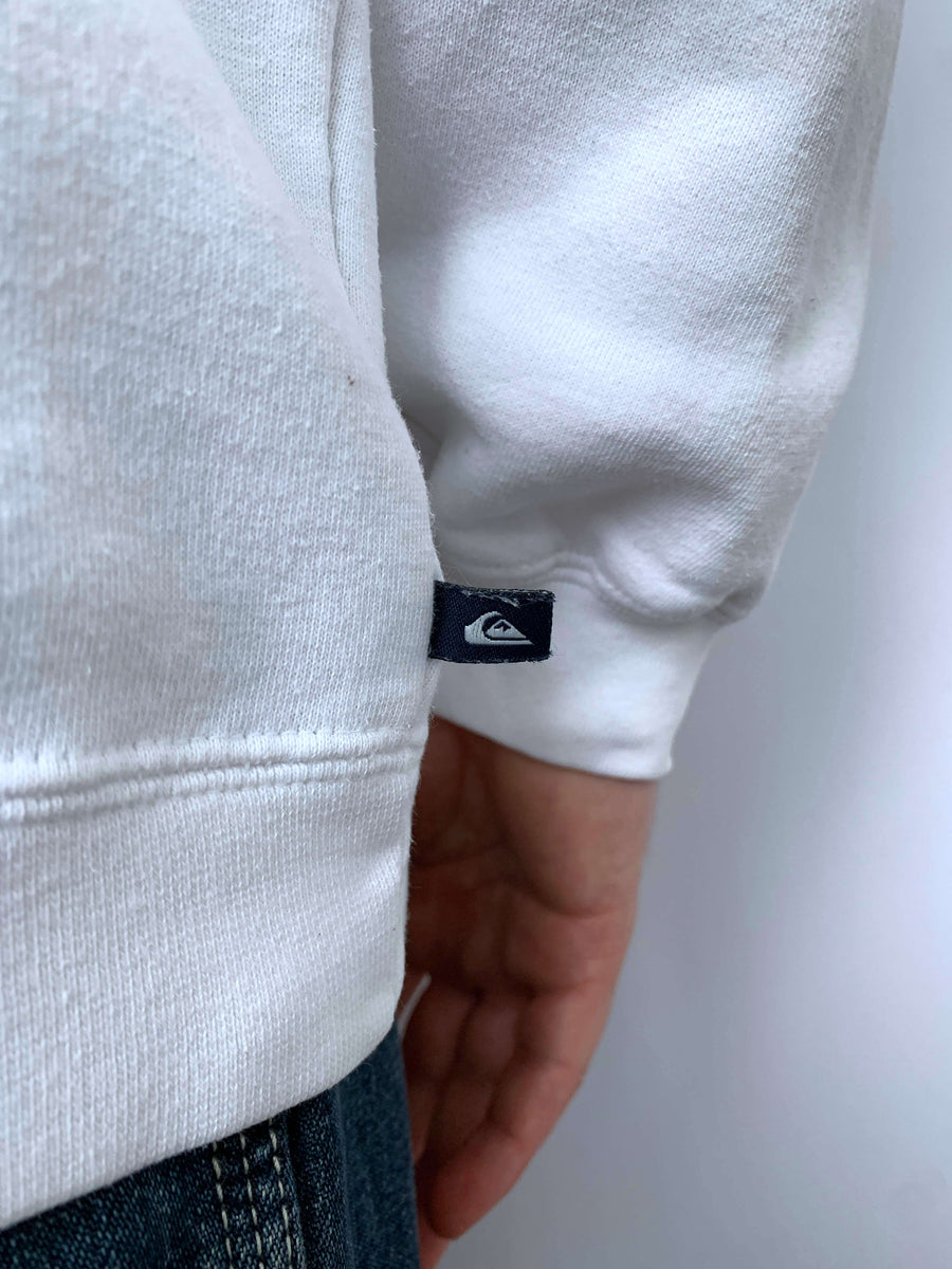 VINTAGE QUIKSILVER FELT SPELLOUT HOODIE - L