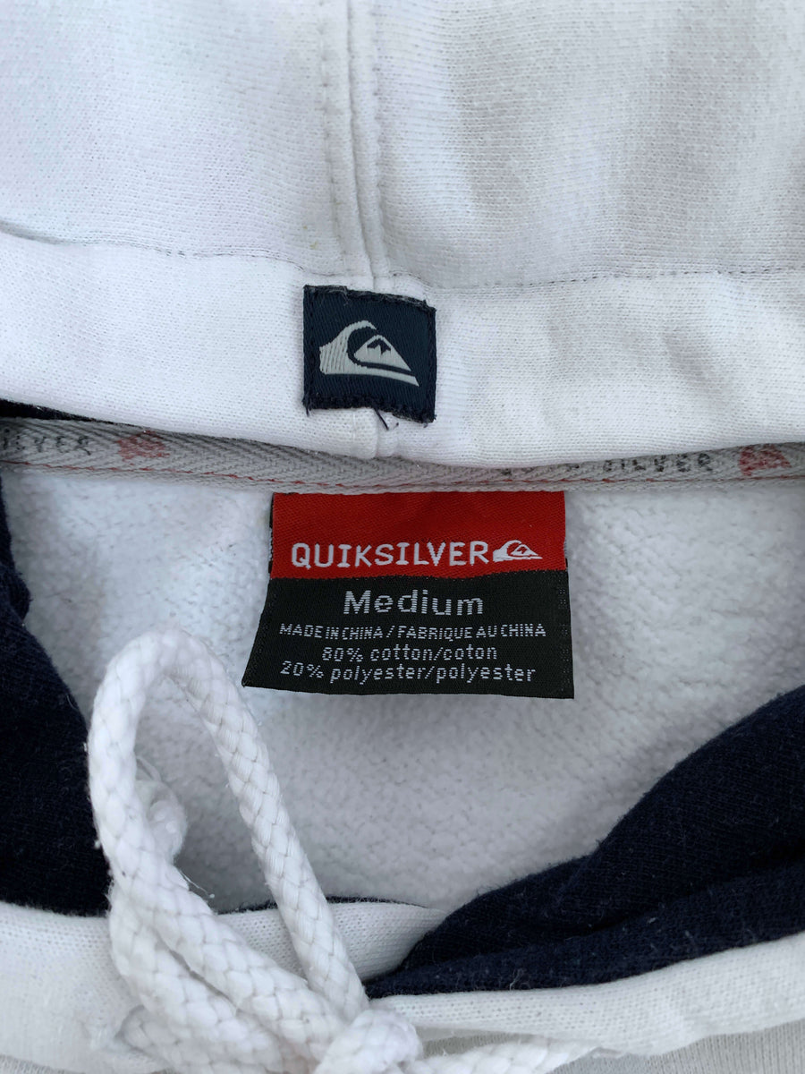 VINTAGE QUIKSILVER FELT SPELLOUT HOODIE - L
