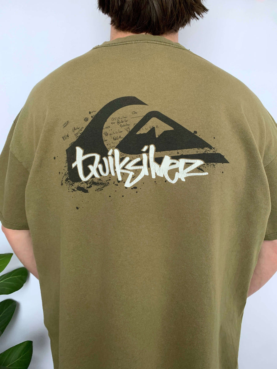 KHAKI VINTAGE QUIKSILVER BIG GRAPHIC TEE - XL