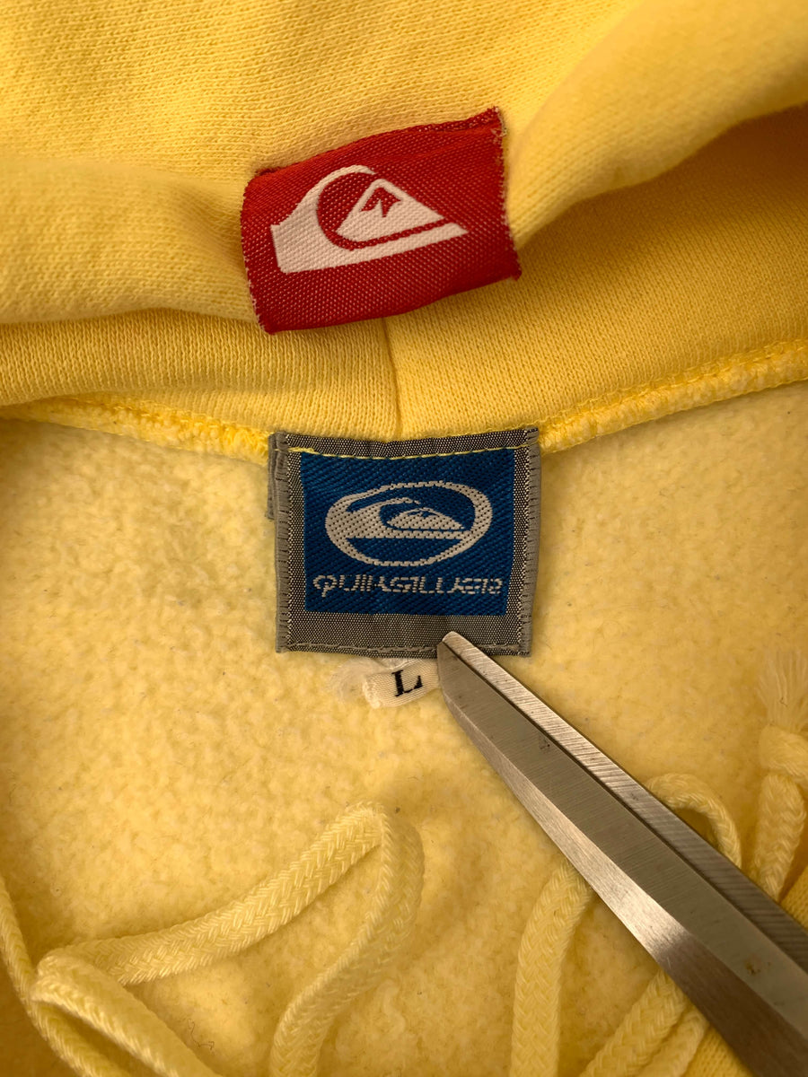 PALE YELLOW VINTAGE QUIKSILVER SPELLOUT HOODIE