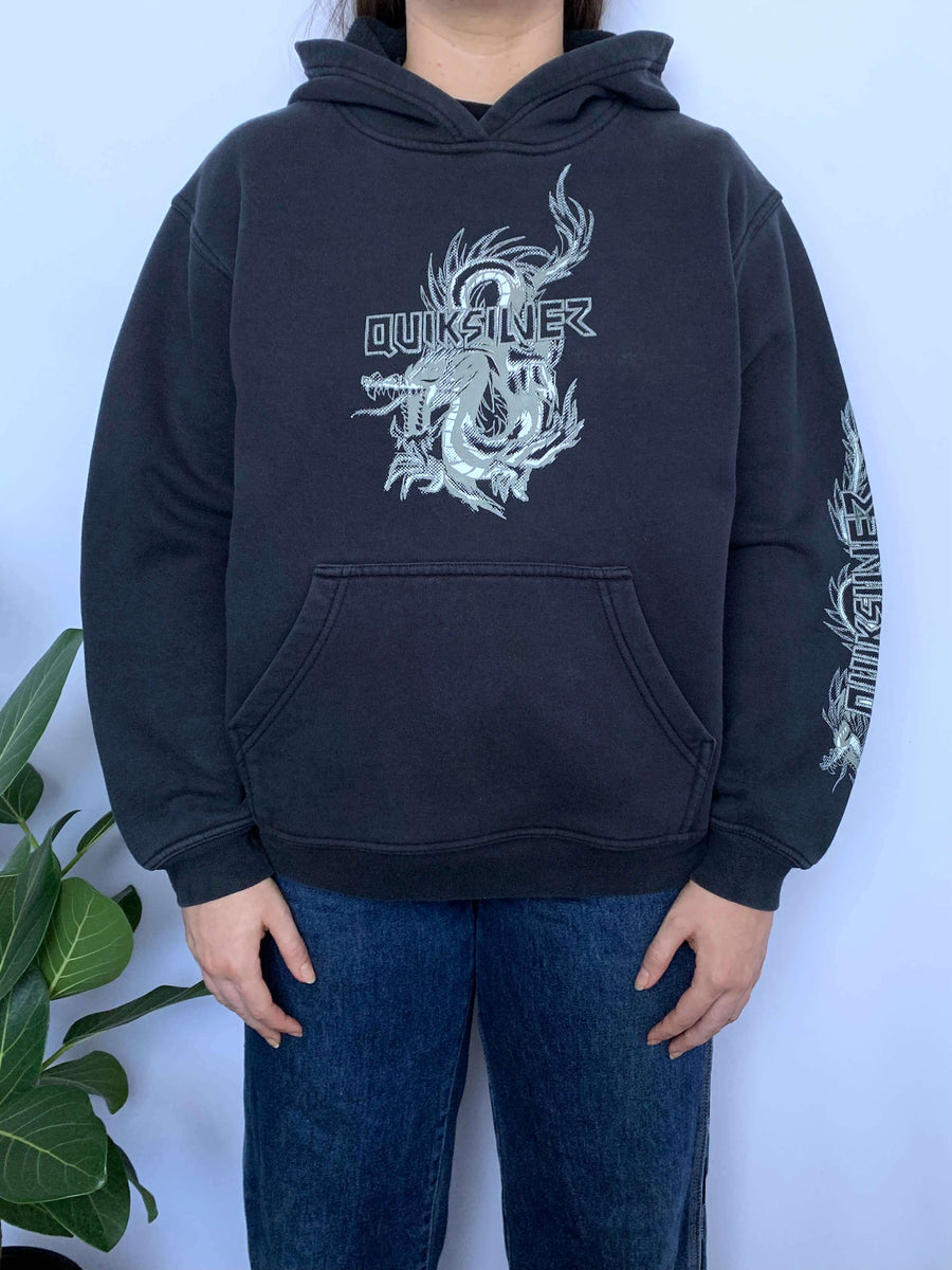FADED VINTAGE QUIKSILVER DRAGON HOODIE - 8