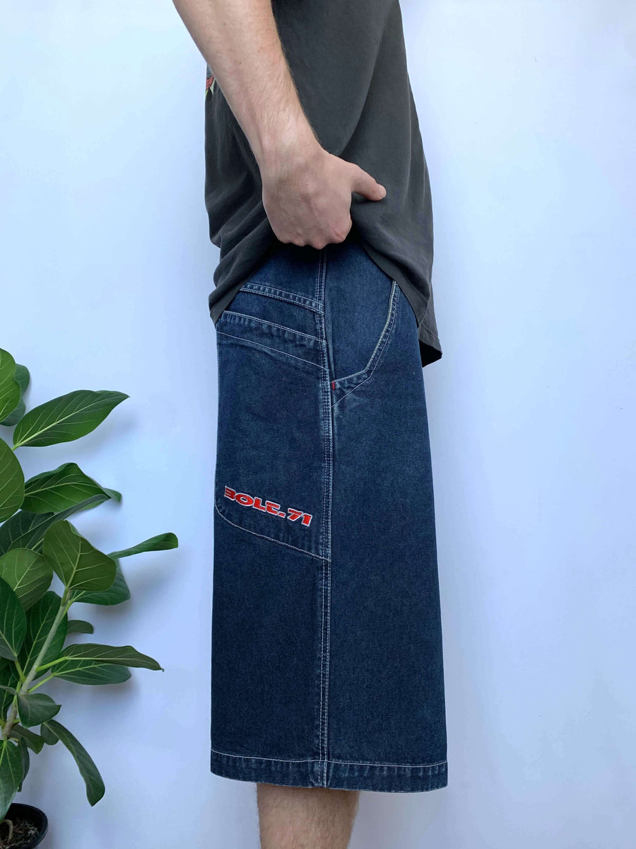 BAGGY Y2K LIGHTNING BOLT JORTS - W36