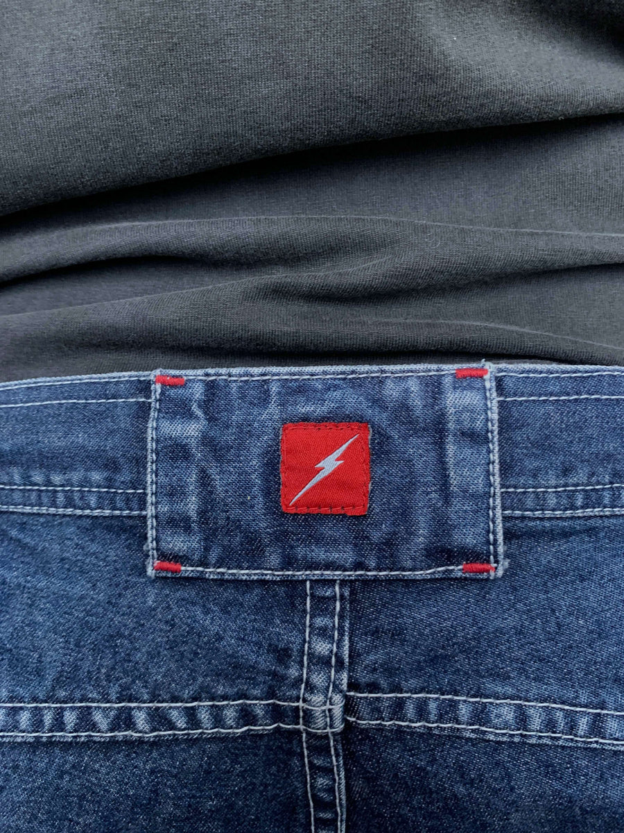 BAGGY Y2K LIGHTNING BOLT JORTS - W36