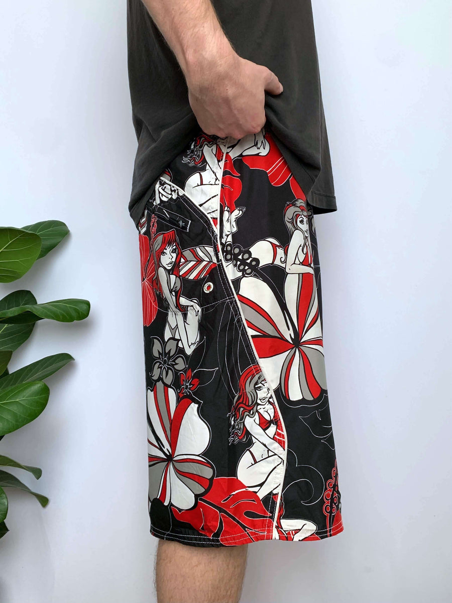 Y2K LOST ENTERPRISES HIBISCUS BABE BOARDIES - W34/35