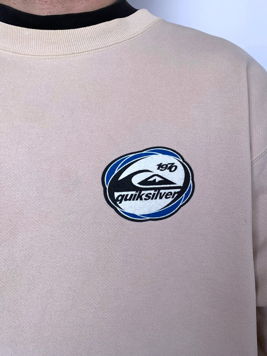 PALE PINK VINTAGE QUIKSILVER GRAPHIC CREWNECK - L