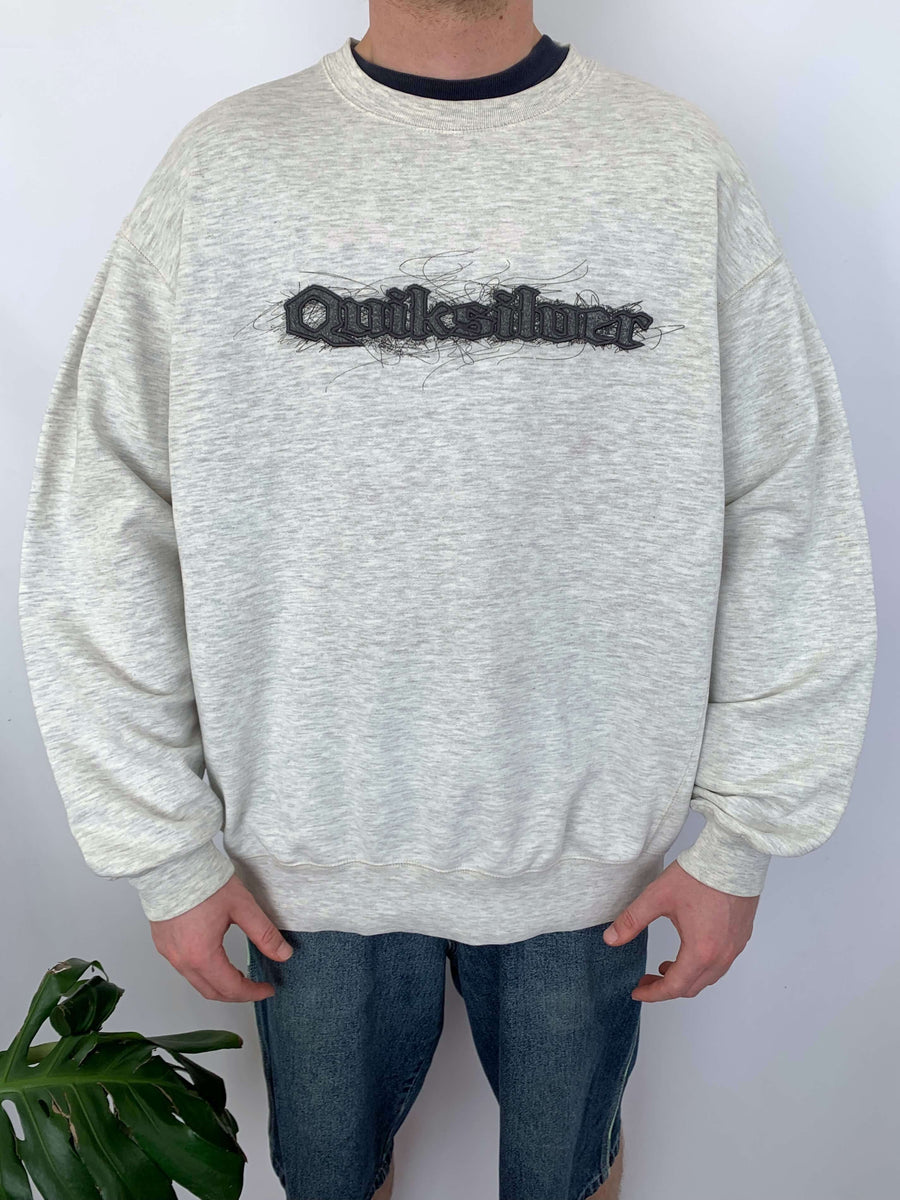 VINTAGE QUIKSILVER BIG EMBROIDERED SPELLOUT CREWNECK