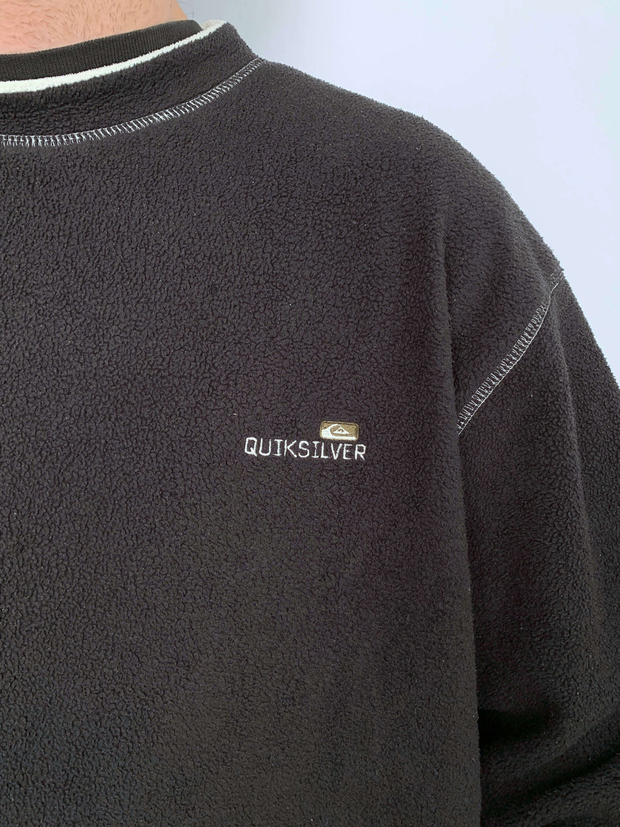 90S QUIKSILVER EMBROIDERED FLEECE JUMPER - L/XL