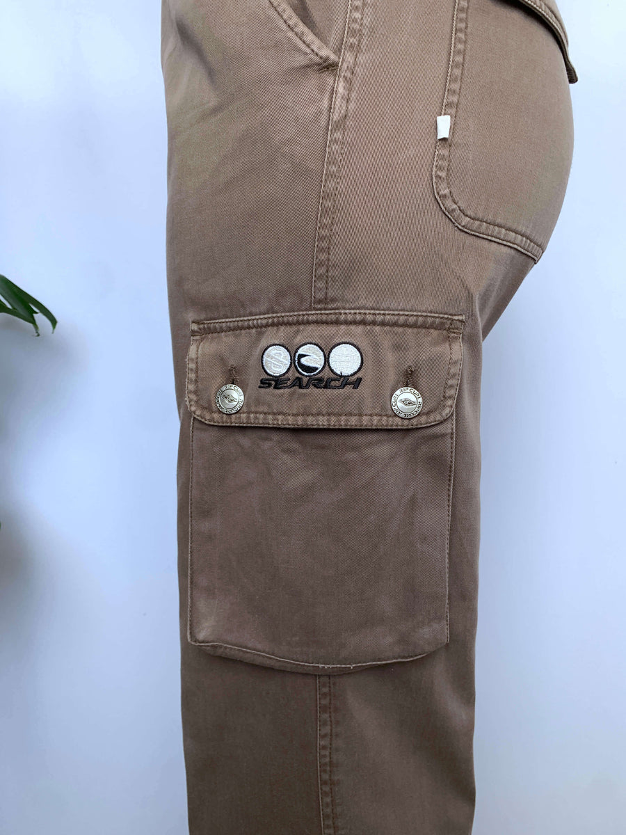 90S RIP CURL THE SEARCH EMBROIDERED CARGO PANTS - W33/34*