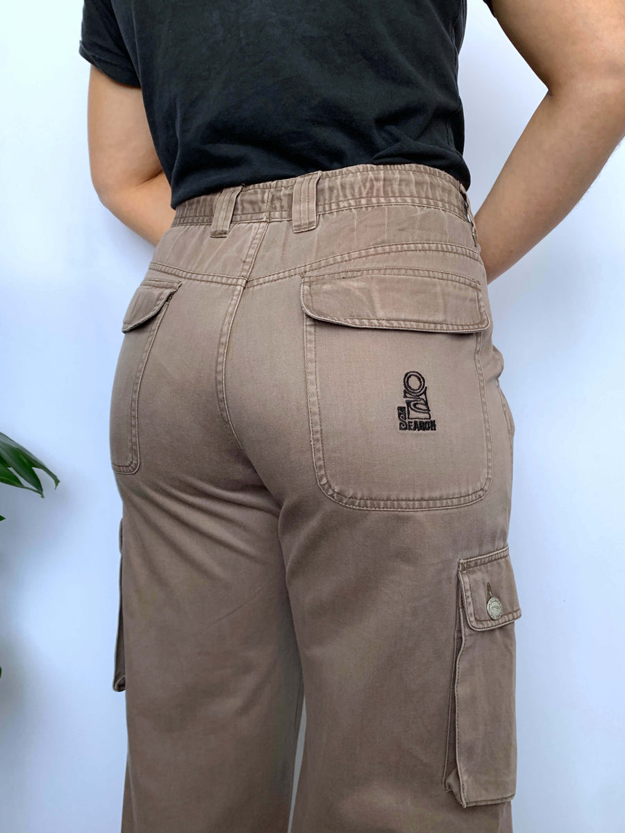 90S RIP CURL THE SEARCH EMBROIDERED CARGO PANTS - W33/34*