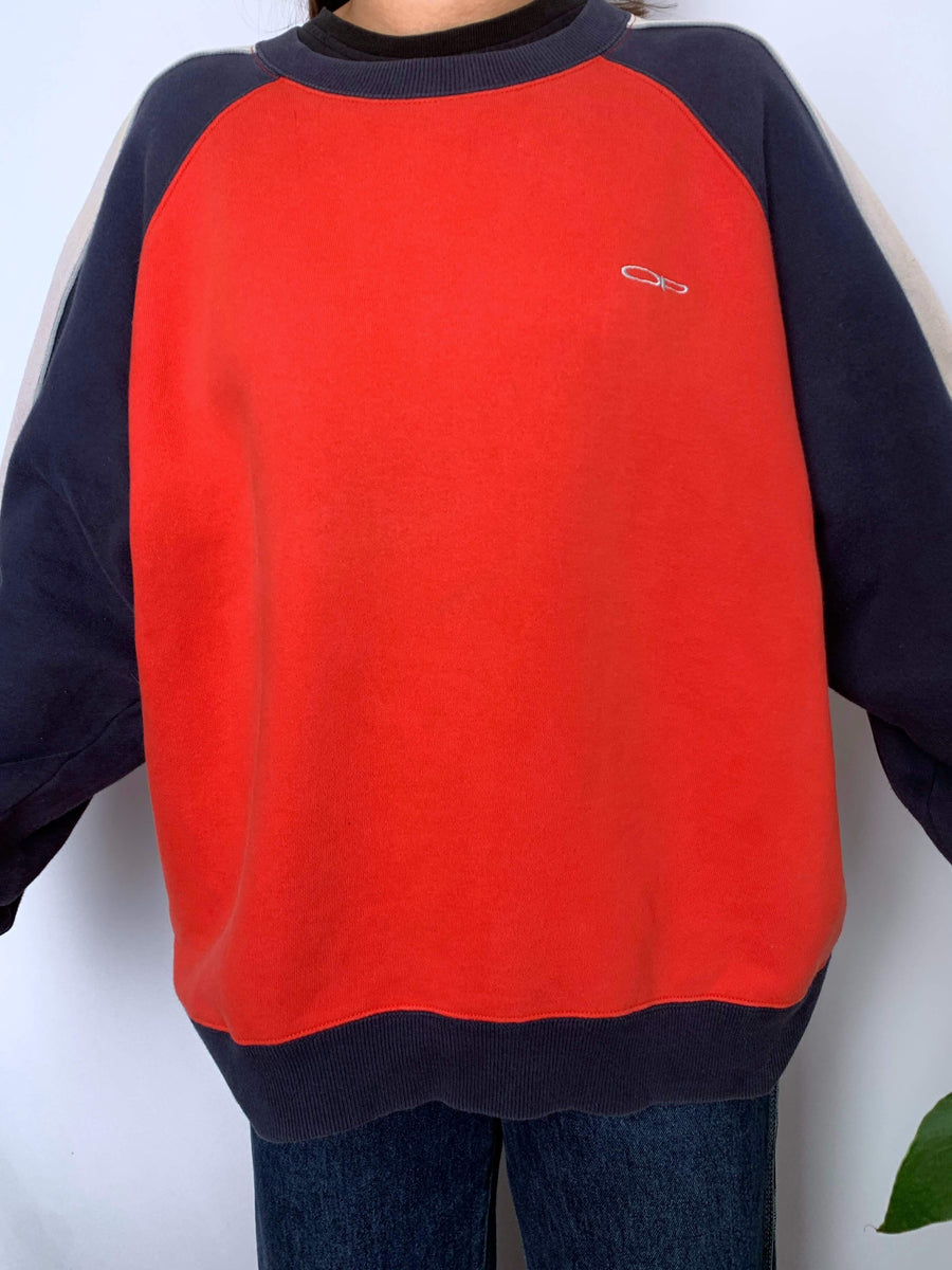 THICK VINTAGE OCEAN PACIFIC TWO-TONE CREWNECK - M