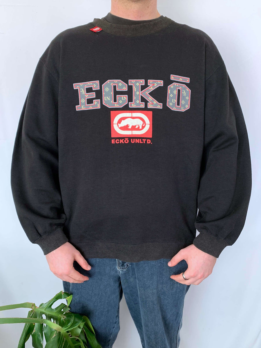 VINTAGE ECKO UNLTD FRONT HIT CREWNECK - L