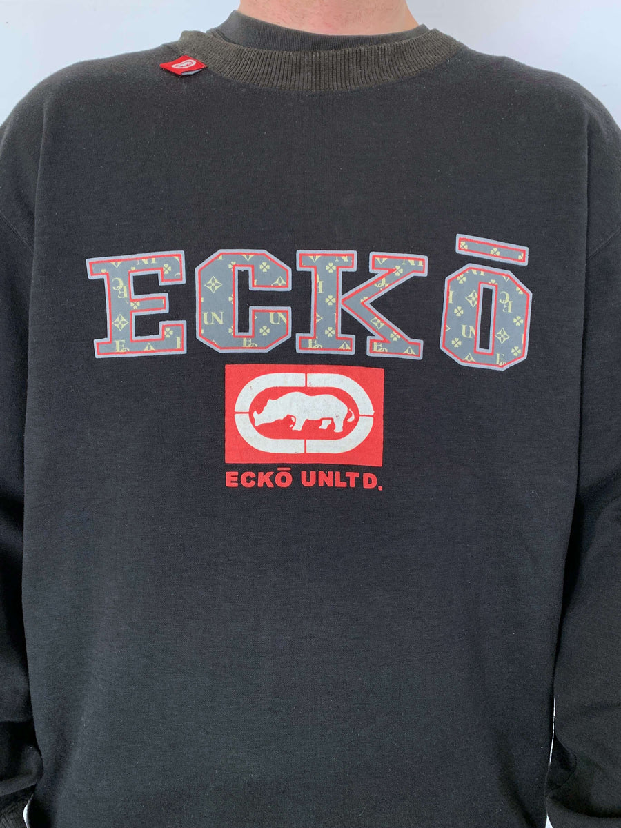 VINTAGE ECKO UNLTD FRONT HIT CREWNECK - L