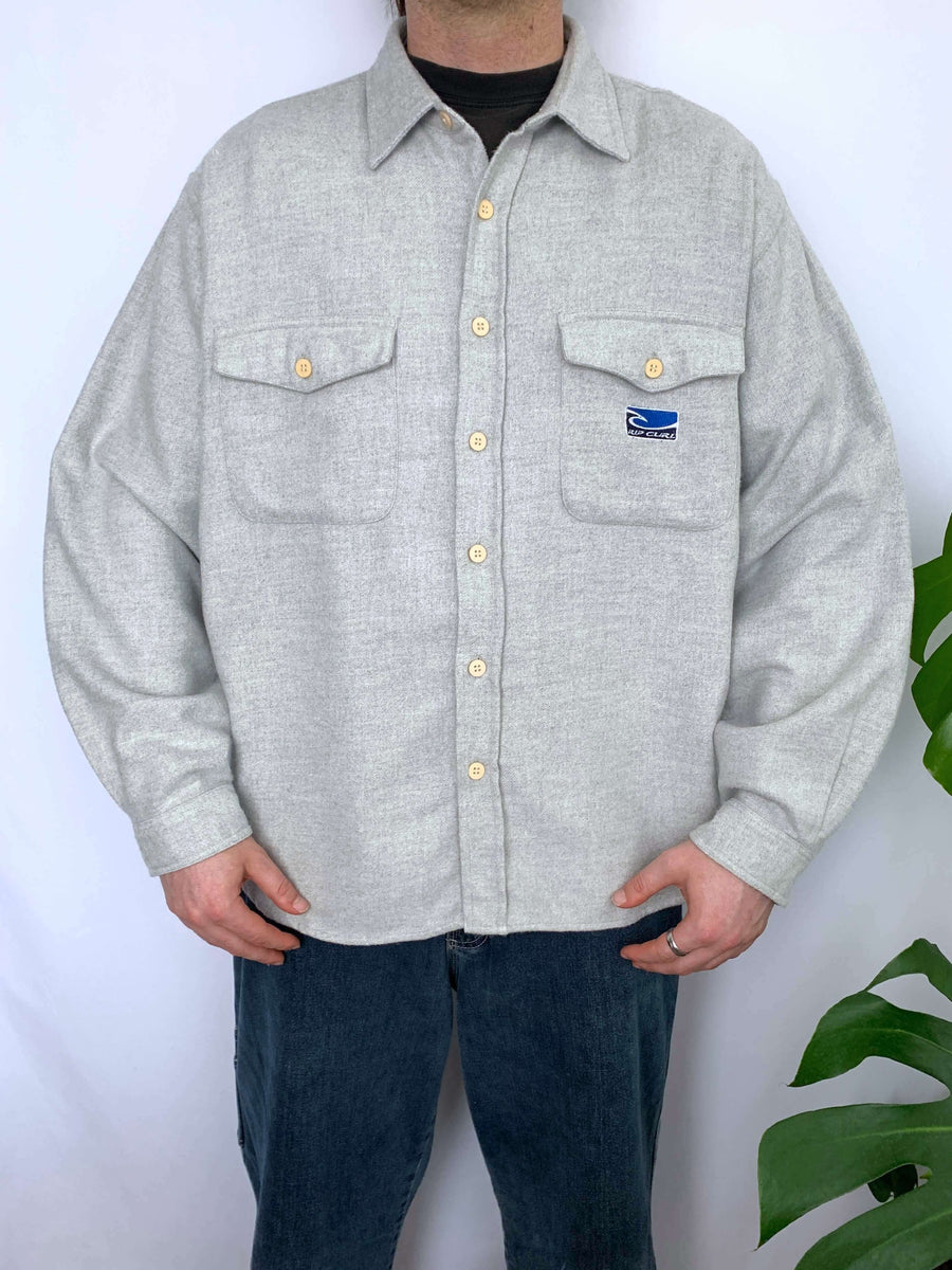 90S RIP CURL EMBROIDERED OVERSHIRT - L