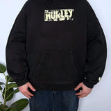 BAGGY VINTAGE HURLEY FRONT HIT HOODIE - L