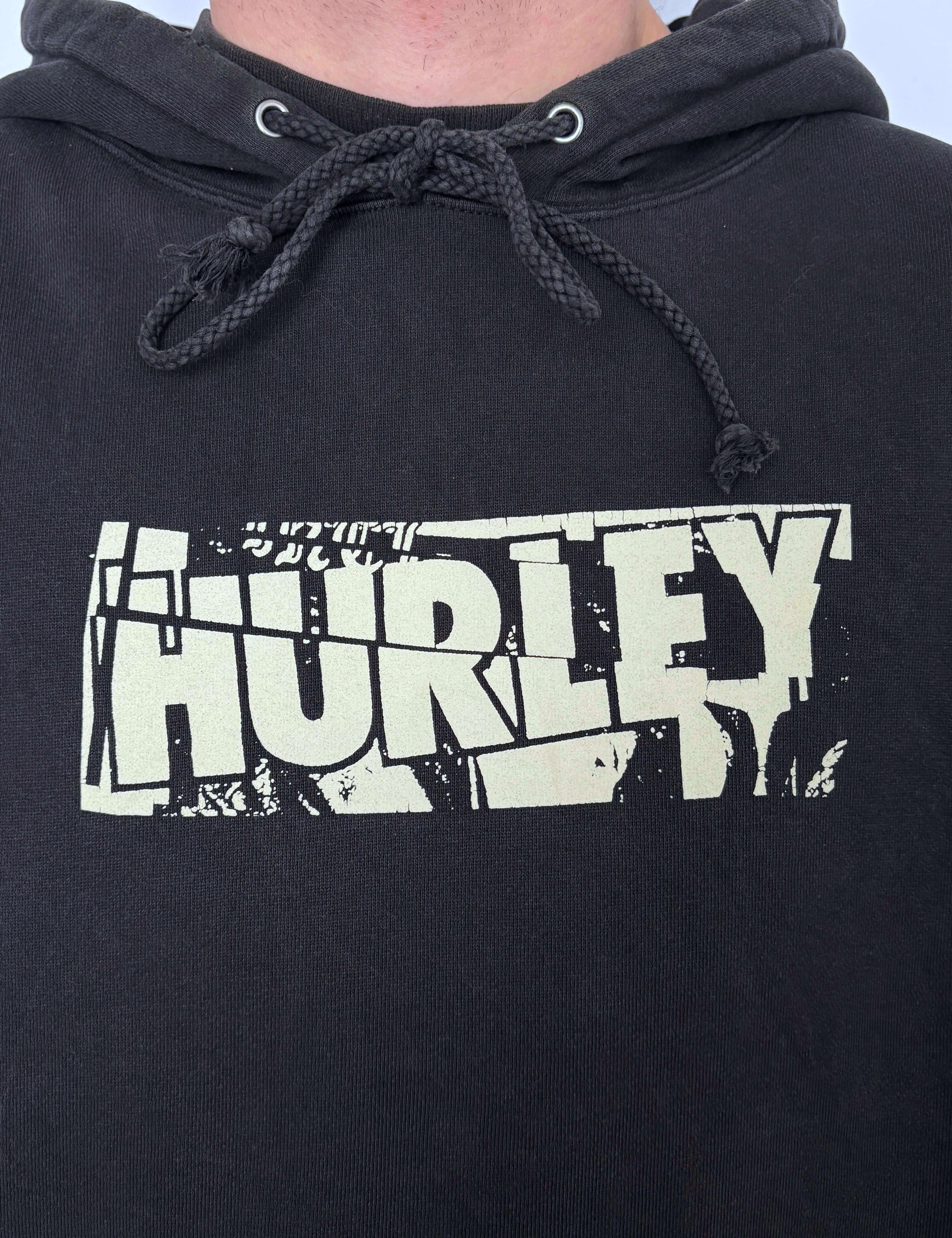 BAGGY VINTAGE HURLEY FRONT HIT HOODIE - L