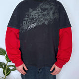 VINTAGE QUIKSILVER TWO-TONE DOUBLE LAYER LONG SLEEVE TEE - L