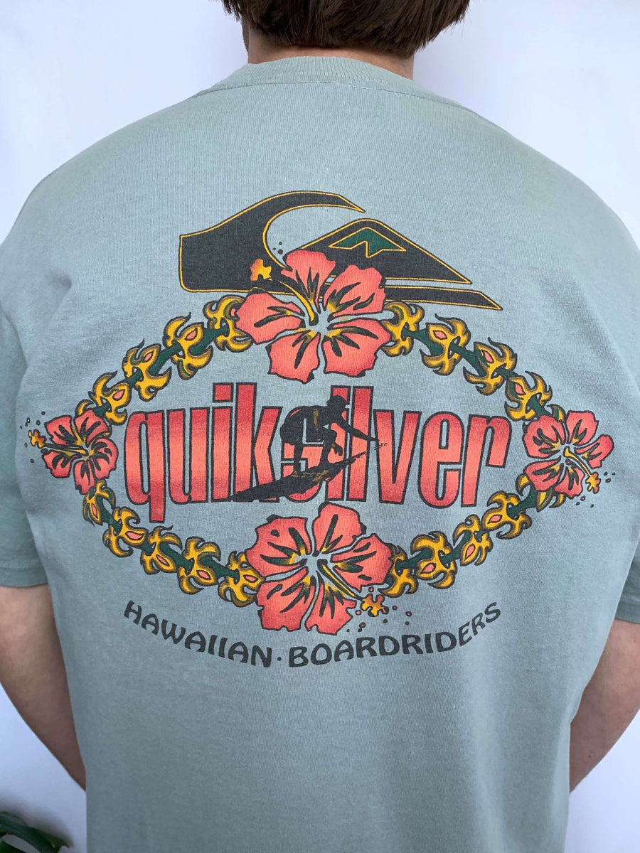 90S QUIKSILVER HAWAIIAN BOARDRIDERS TEE - L