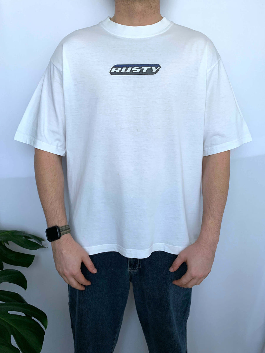 RARE 90S RUSTY SURFER GRAPHIC TEE - L