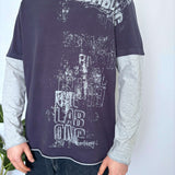 VINTAGE BILLABONG TWO-TONE DOUBLE LAYER LONG SLEEVE TEE - L