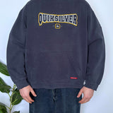 FADED VINTAGE QUIKSILVER SPELLOUT HOODIE - M