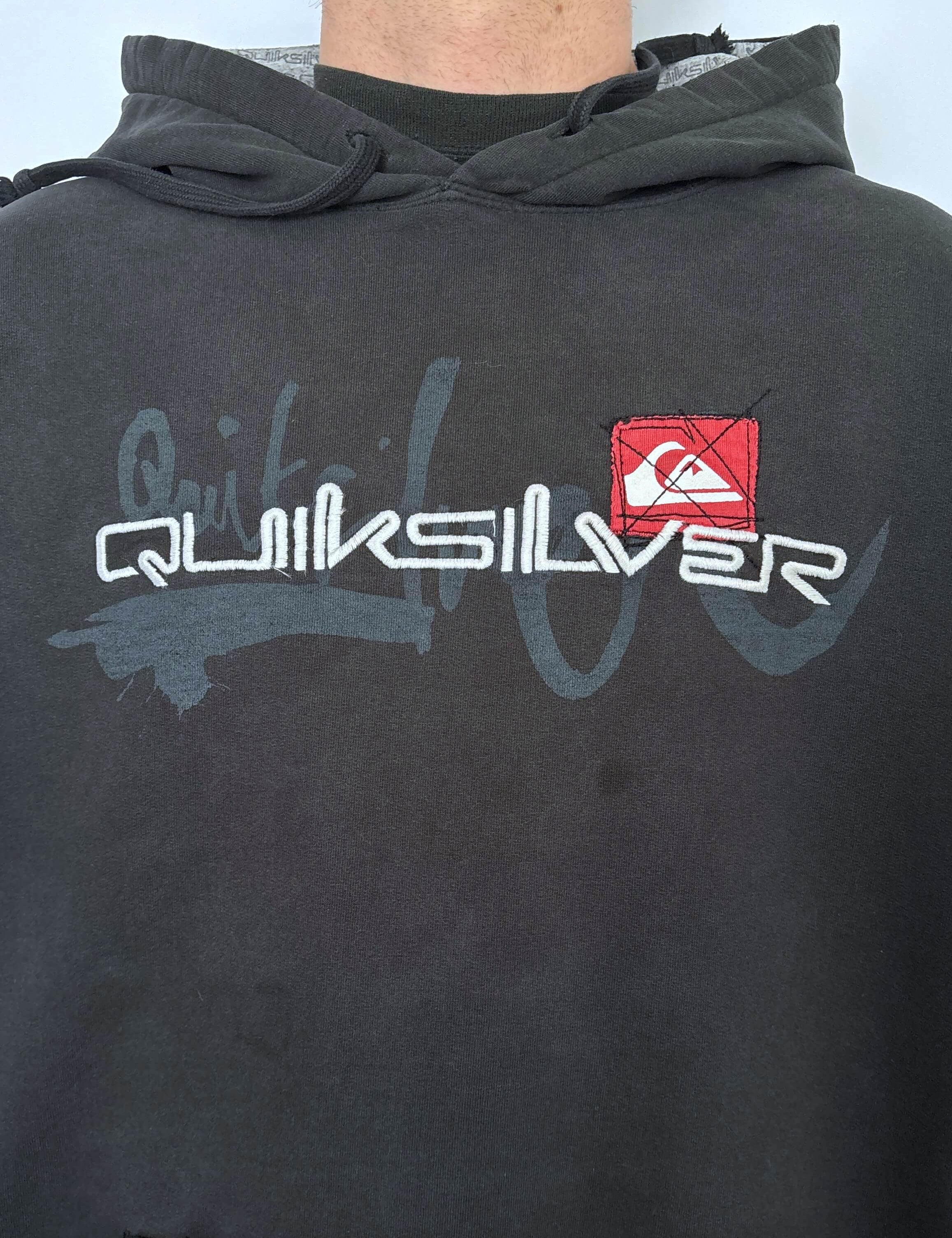 FADED VINTAGE QUIKSILVER EMBROIDERED HOODIE - XL