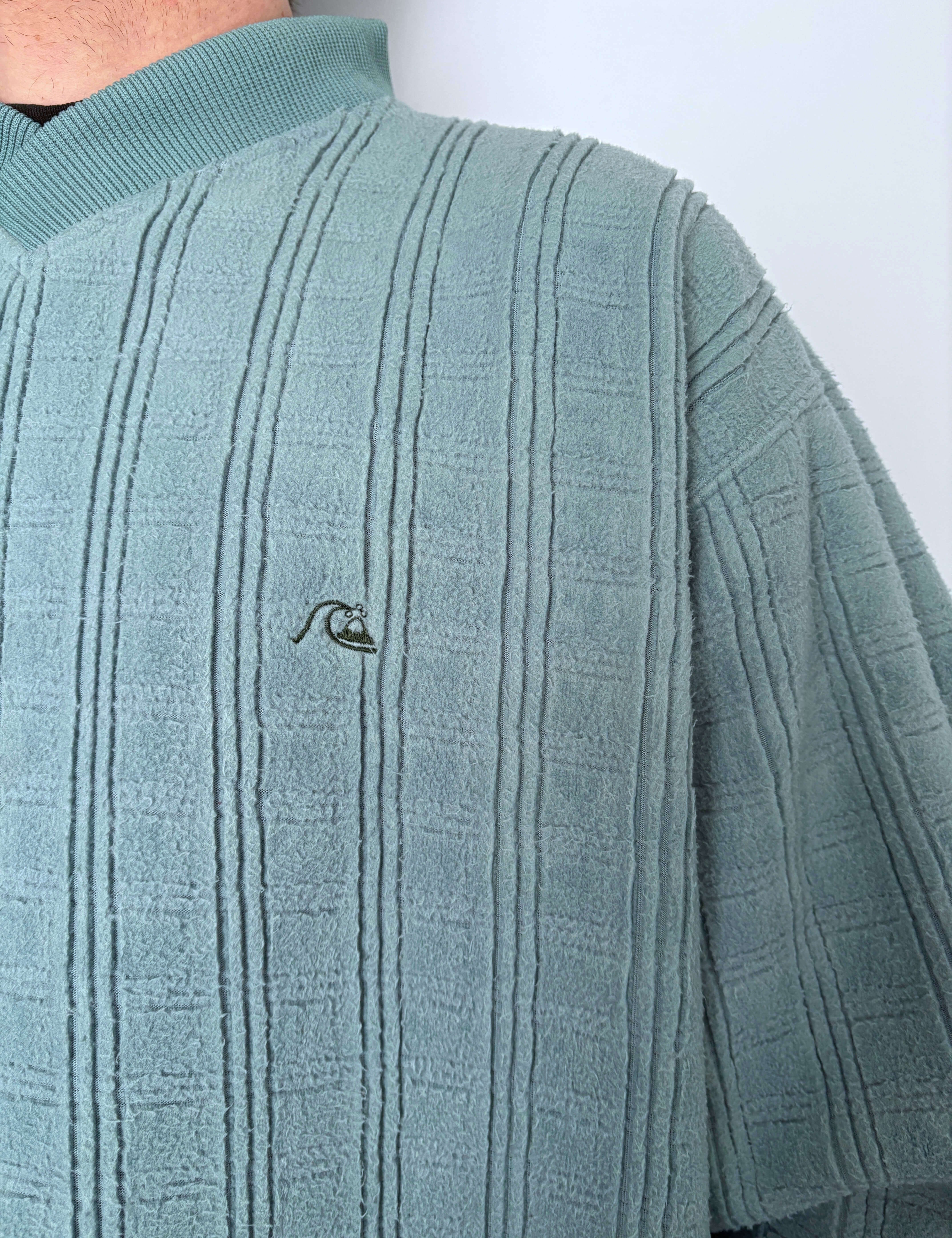 THICK VINTAGE QUIKSILVER TEXTURED FLEECE JUMPER - L