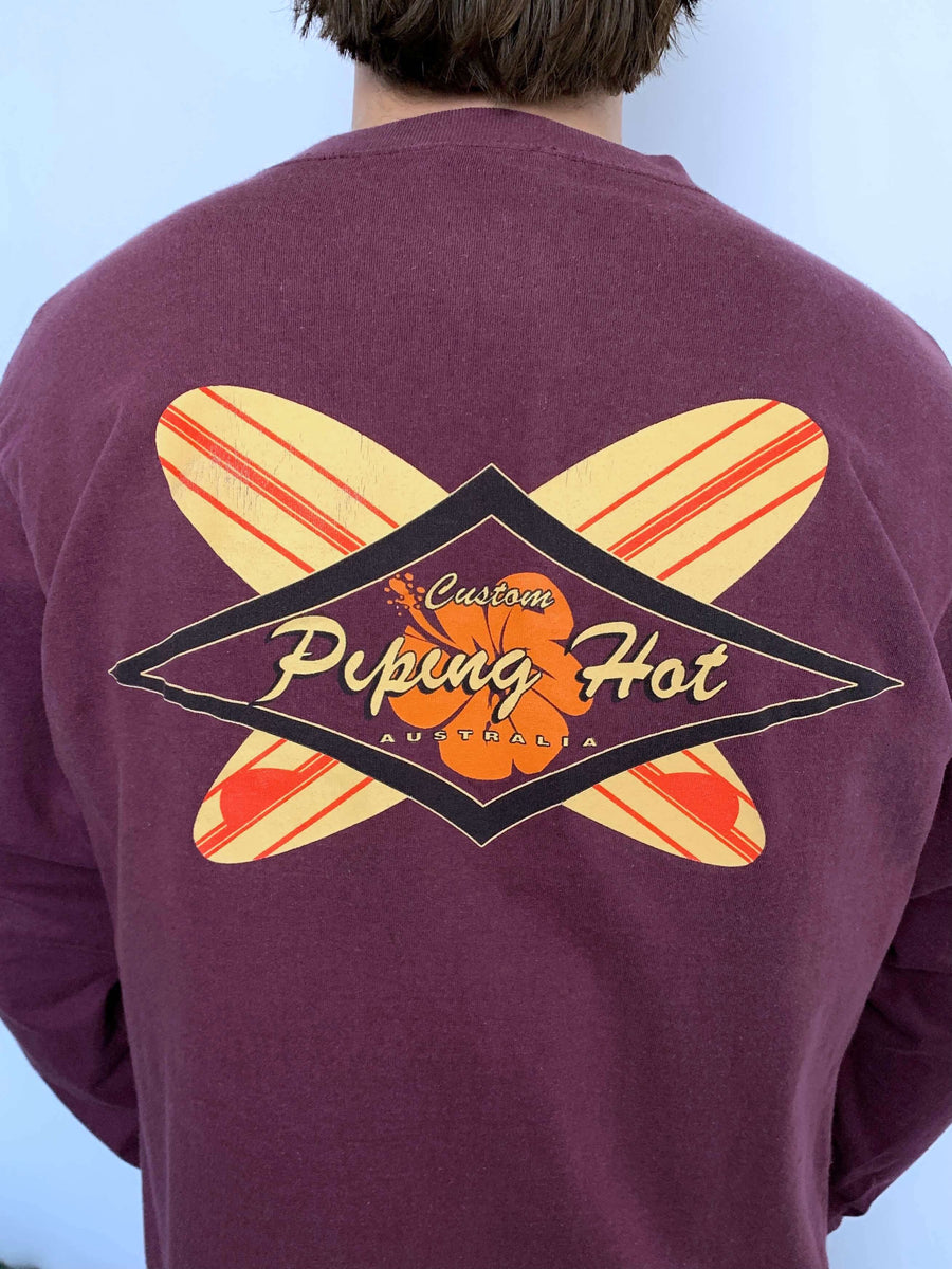 VINTAGE PIPING HOT HIBISCUS LONG SLEEVE TEE - L