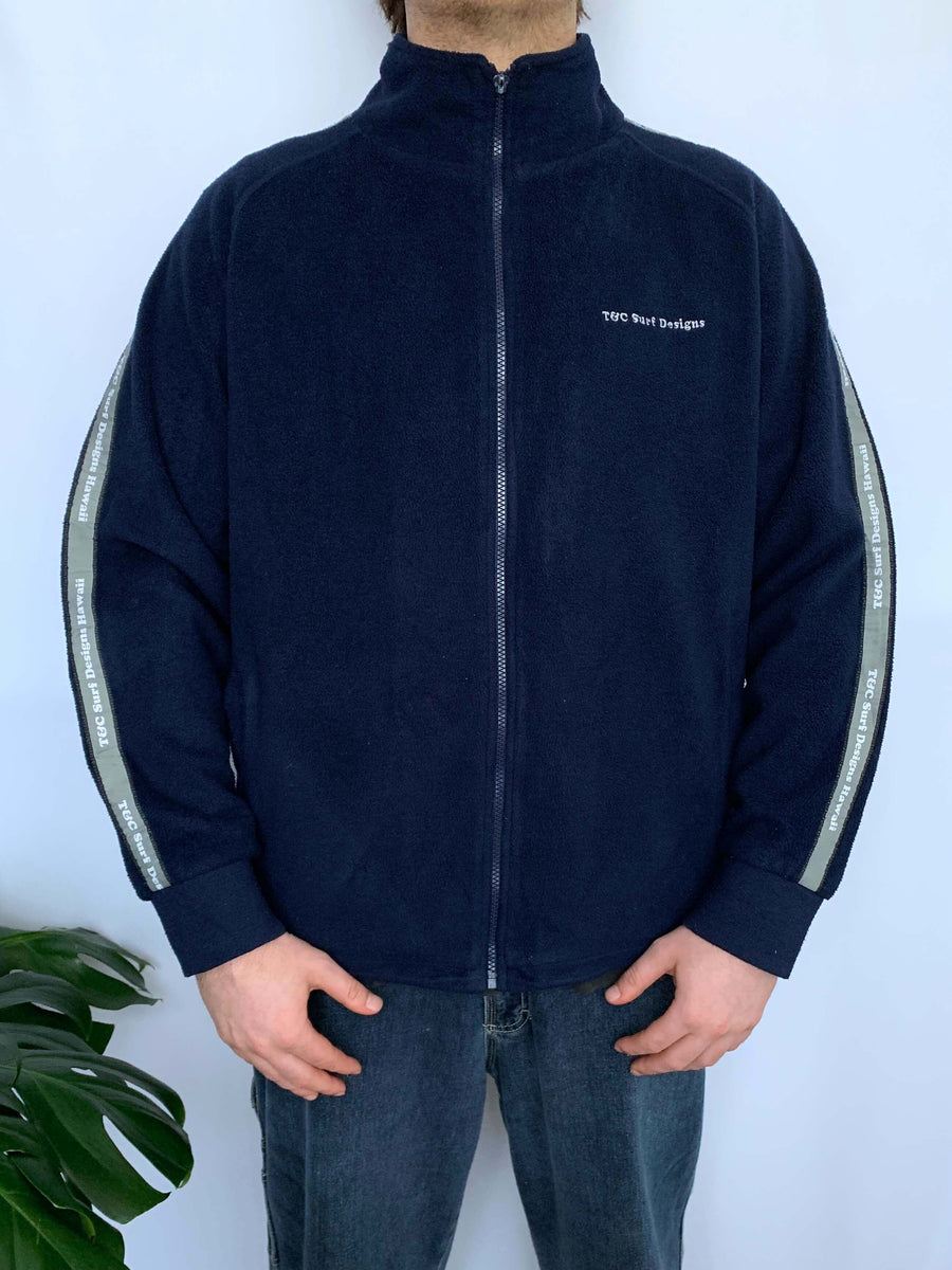 VINTAGE T&C FLEECE SPELLOUT BRAID JACKET - L