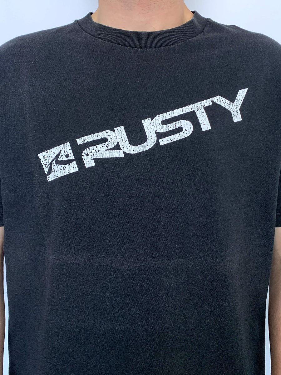 FADED VINTAGE RUSTY SPELLOUT/LOGO TEE - L