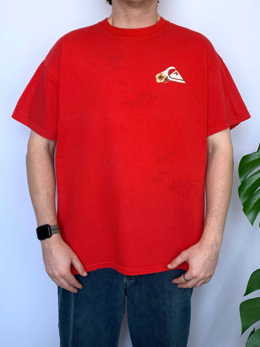 VINTAGE QUIKSILVER BIG HIBISCUS LOGO TEE - XL